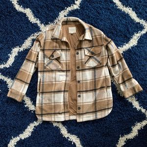 Womens plaid neutral shacket size large